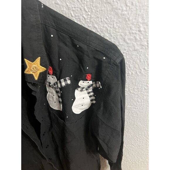 Blue Diamond top women's size medium black long sleeve button up - Picture 3 of 8